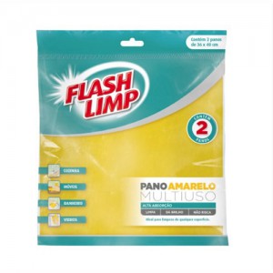 Pano Multiuso Amarelo 2pçs - FlashLimp
