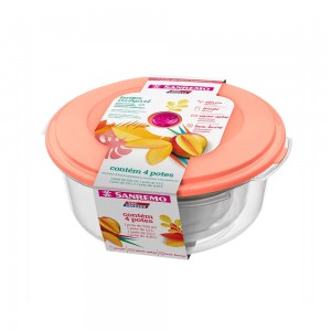 Conjunto de Potes Plásticos Redondos Vac Freezer Rosa 4pçs - Sanremo
