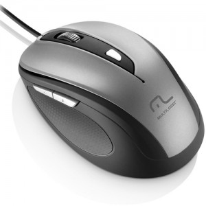 Mouse com Fio Comfort USB 6 Botões Cinza - Multilaser