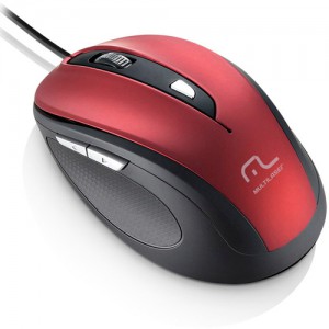 Mouse com Fio Comfort USB 6 Botões Vermelho - Multilaser